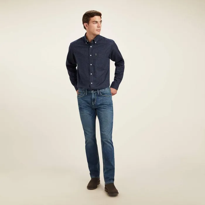 Men Button Down Shirts Ariat Clement Shirt Navy Tattersall