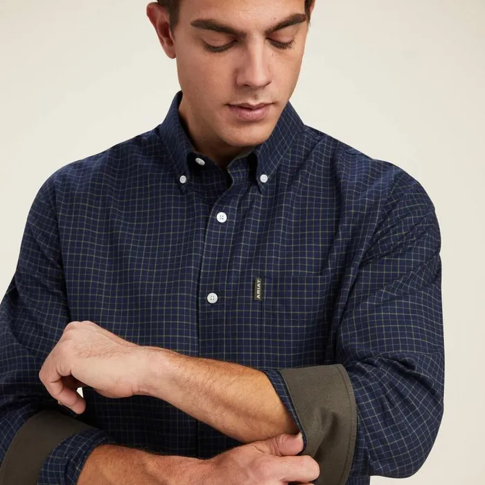 Men Button Down Shirts Ariat Clement Shirt Navy Tattersall