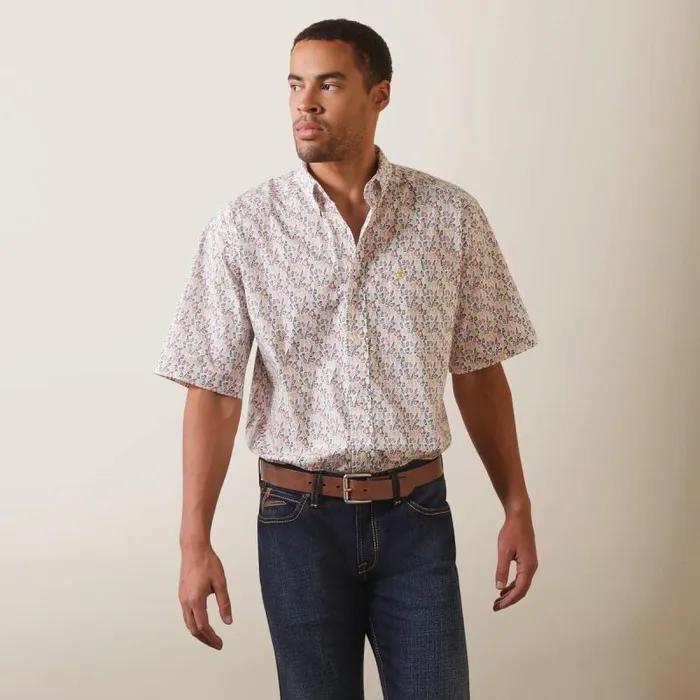 Men Button Down Shirts Ariat Danon Classic Fit Shirt White