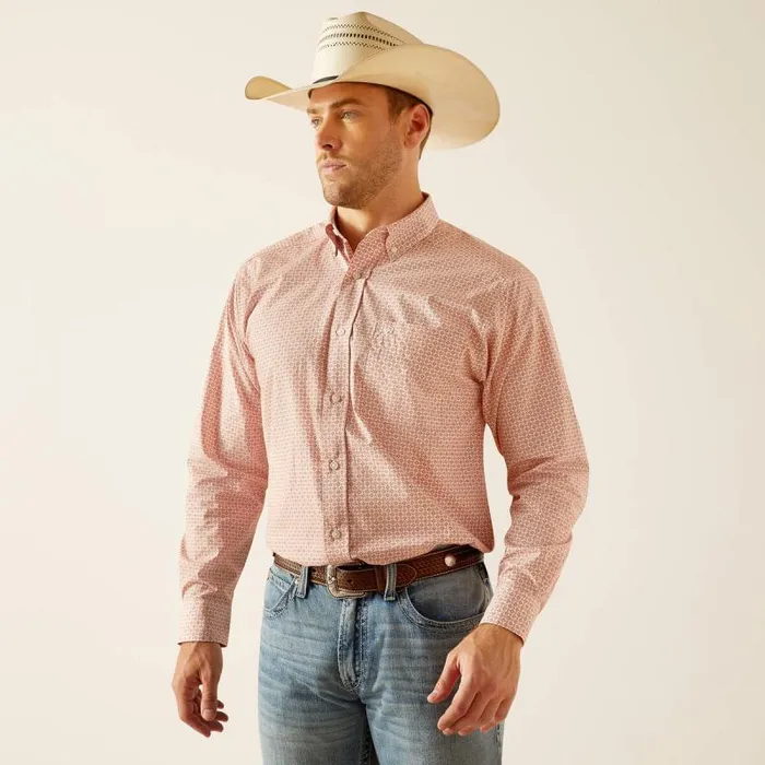 Men Button Down Shirts Ariat Derrick Classic Fit Shirt Ginger Nut