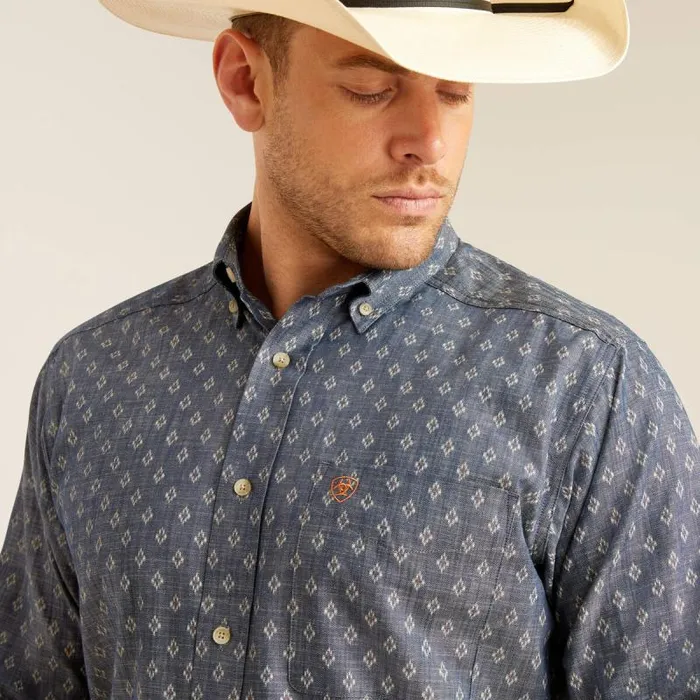 Men Button Down Shirts Ariat Dillon Classic Fit Shirt Chambray Blue Men Button Down Shirts Ariat Dillon Classic Fit Shirt Chambray Blue