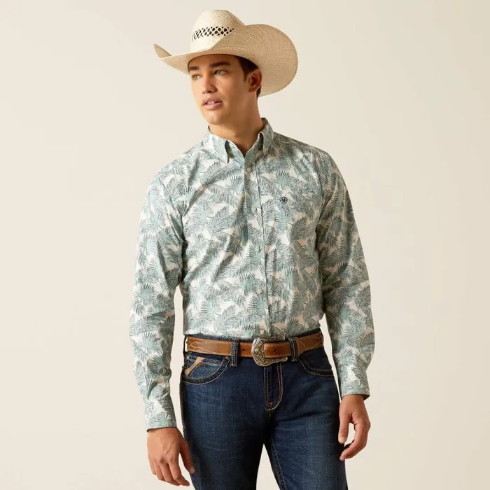 Men Button Down Shirts Ariat Eamanuel Fitted Shirt Reef Water