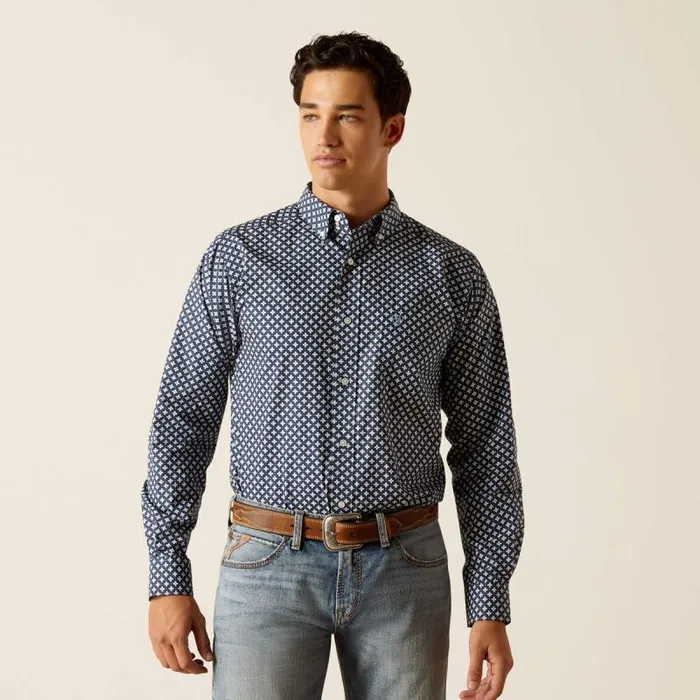 Men Button Down Shirts Ariat Emile Fitted Shirt Mood Indigo