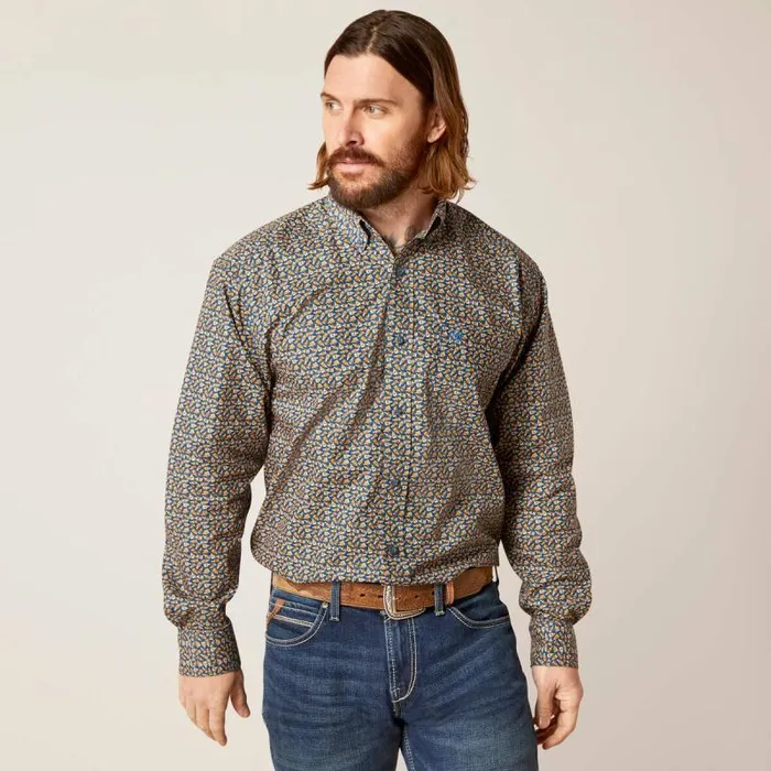Men Button Down Shirts Ariat Garner Classic Fit Shirt Moonlit Ocean
