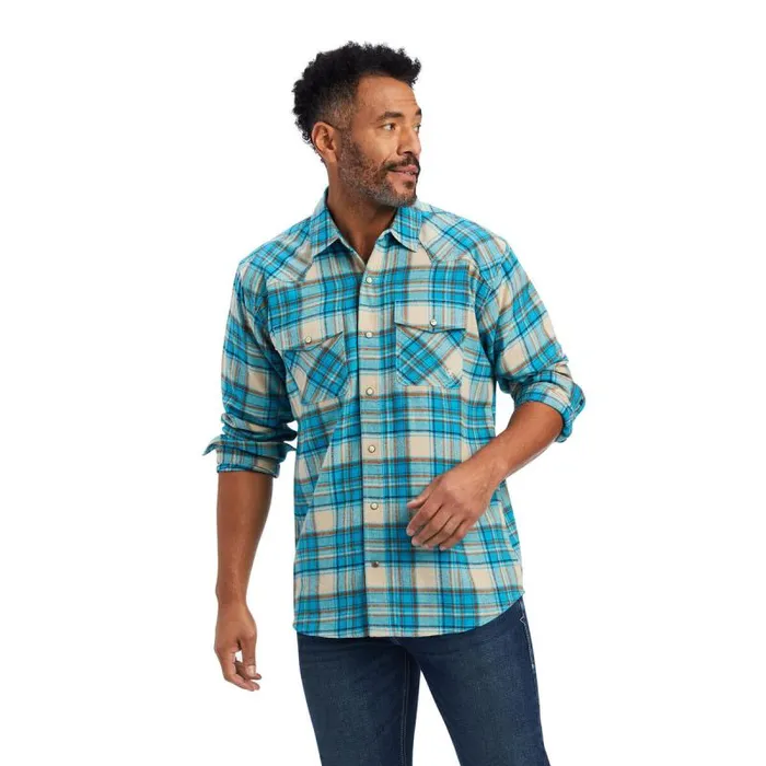 Men Button Down Shirts Ariat Handley Retro Fit Shirt Sylvan Teal