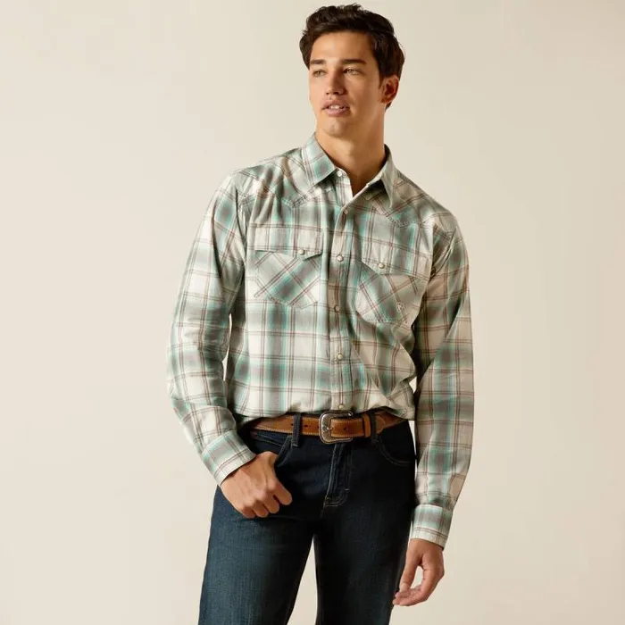 Men Button Down Shirts Ariat Hansai Retro Fit Shirt Egret