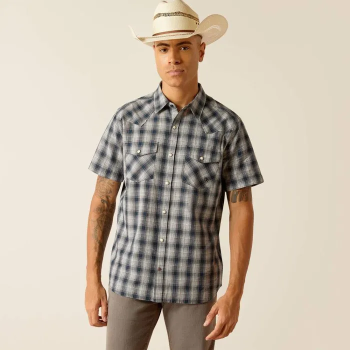 Men Button Down Shirts Ariat Haven Retro Fit Shirt Deep Pond