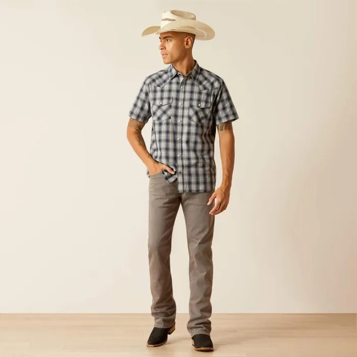 Men Button Down Shirts Ariat Haven Retro Fit Shirt Deep Pond