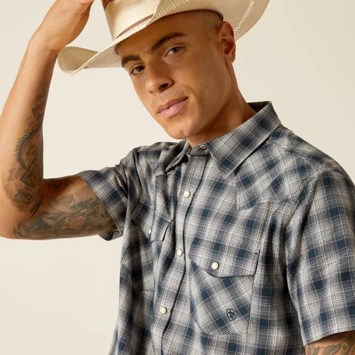 Men Button Down Shirts Ariat Haven Retro Fit Shirt Deep Pond