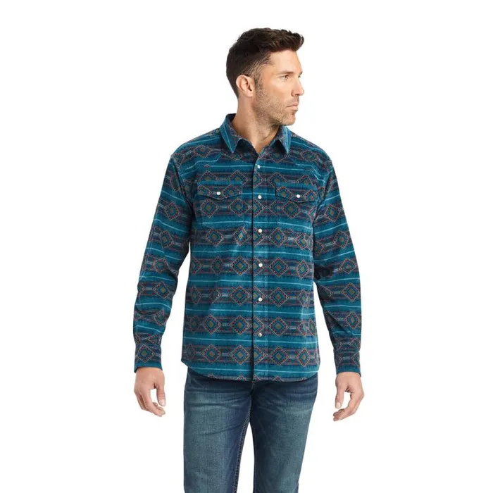 Men Button Down Shirts Ariat Hawkeye Corduroy Retro Fit Shirt Sylvan Teal