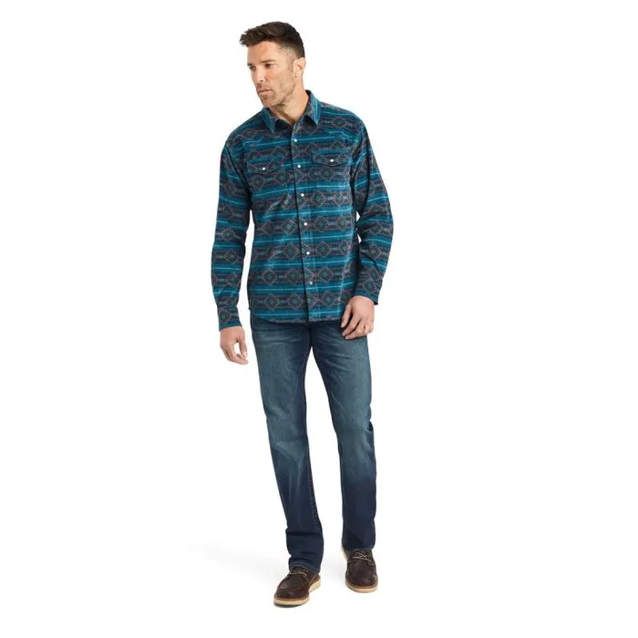 Men Button Down Shirts Ariat Hawkeye Corduroy Retro Fit Shirt Sylvan Teal Men Button Down Shirts Ariat Hawkeye Corduroy Retro Fit Shirt Sylvan Teal