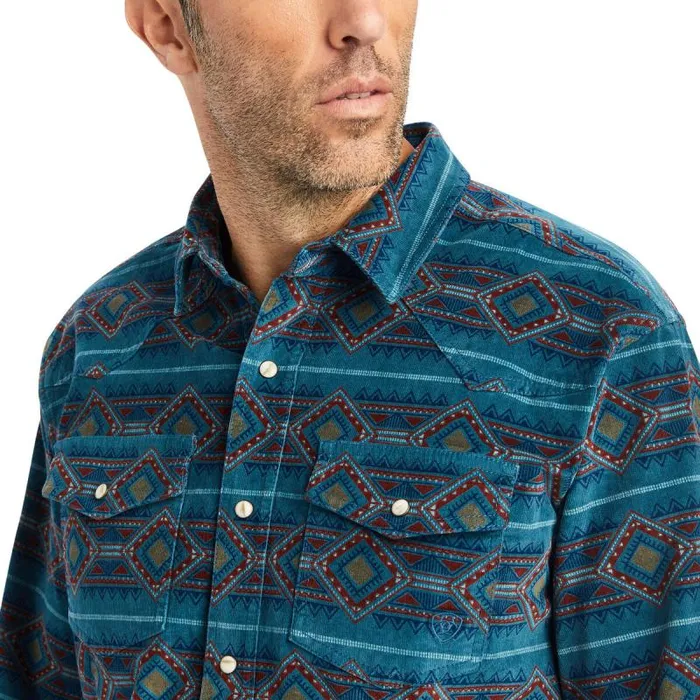 Men Button Down Shirts Ariat Hawkeye Corduroy Retro Fit Shirt Sylvan Teal Men Button Down Shirts Ariat Hawkeye Corduroy Retro Fit Shirt Sylvan Teal