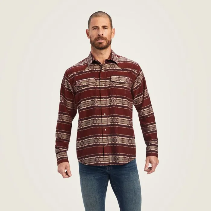 Men Button Down Shirts Ariat Hendrie Retro Fit Shirt Cherry Mahogany