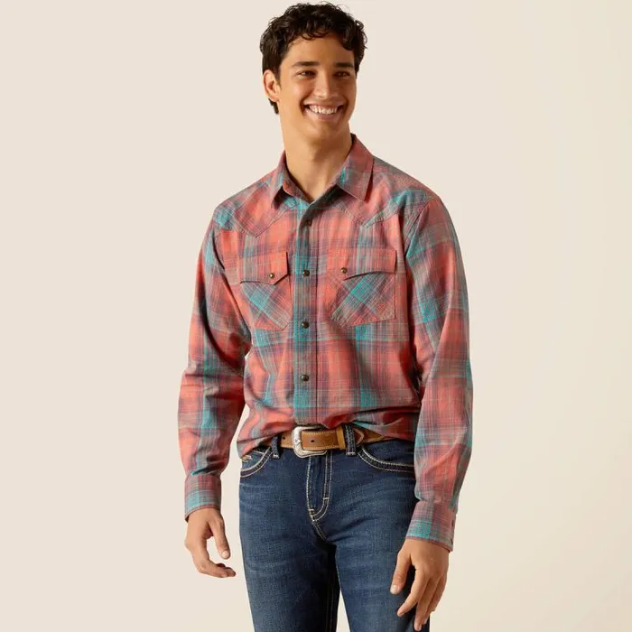 Men Button Down Shirts Ariat Hernan Retro Fit Shirt Burnt Sienna
