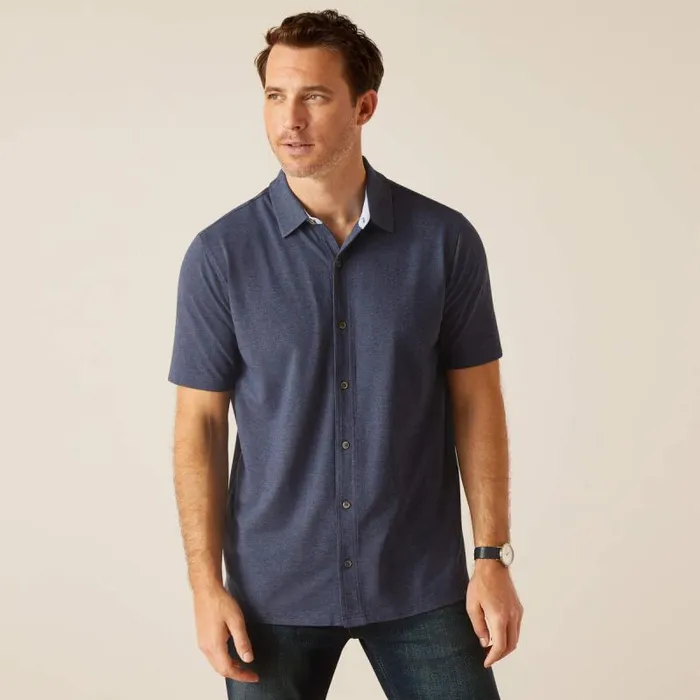 Men Button Down Shirts Ariat Ingleside Shirt Navy Heather