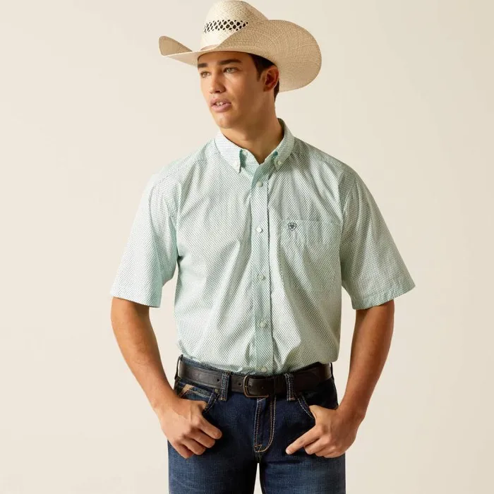 Men Button Down Shirts Ariat Jordan Fitted Shirt Turquoise