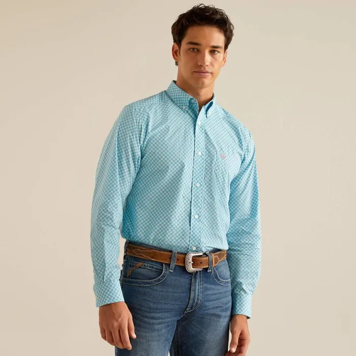 Men Button Down Shirts Ariat Kamron Fitted Shirt Sky