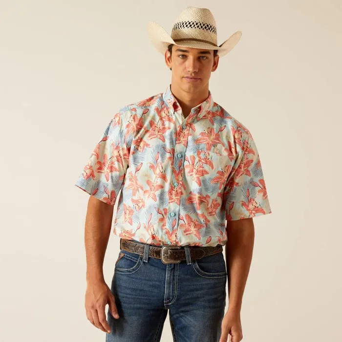 Men Button Down Shirts Ariat Kolr Classic Fit Shirt Sky