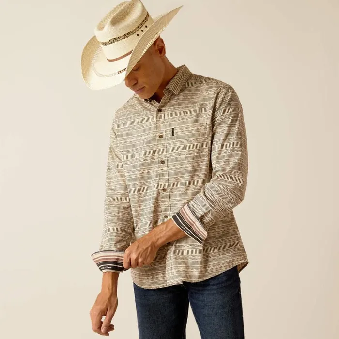 Men Button Down Shirts Ariat Marvin Stretch Modern Fit Shirt Sandshell