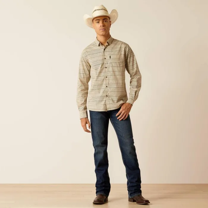 Men Button Down Shirts Ariat Marvin Stretch Modern Fit Shirt Sandshell