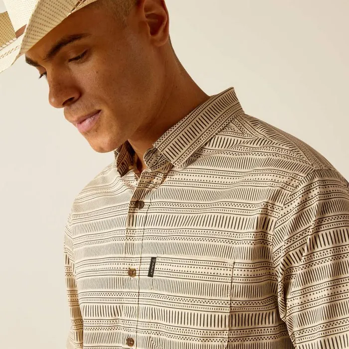 Men Button Down Shirts Ariat Marvin Stretch Modern Fit Shirt Sandshell