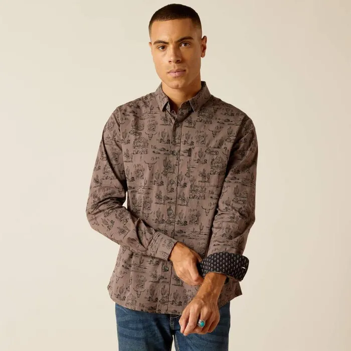 Men Button Down Shirts Ariat Matteo Stretch Modern Fit Shirt Eiffel Tower