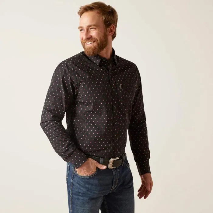 Men Button Down Shirts Ariat Merrick Stretch Modern Fit Shirt Black