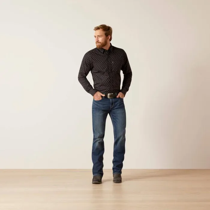 Men Button Down Shirts Ariat Merrick Stretch Modern Fit Shirt Black
