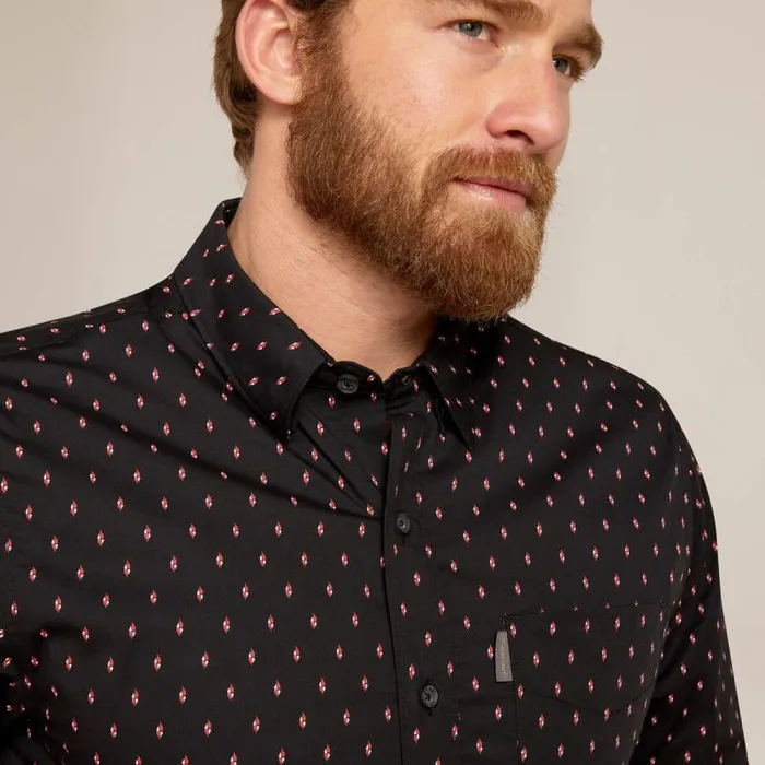 Men Button Down Shirts Ariat Merrick Stretch Modern Fit Shirt Black