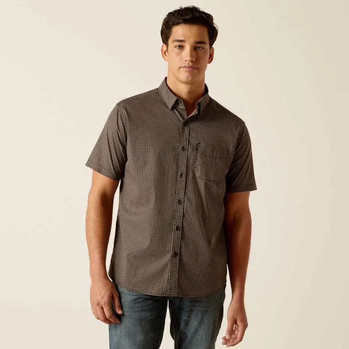 Men Button Down Shirts Ariat Milo Stretch Modern Fit Shirt Black