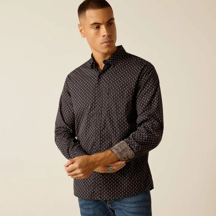 Men Button Down Shirts Ariat Mitchell Stretch Modern Fit Shirt Phantom