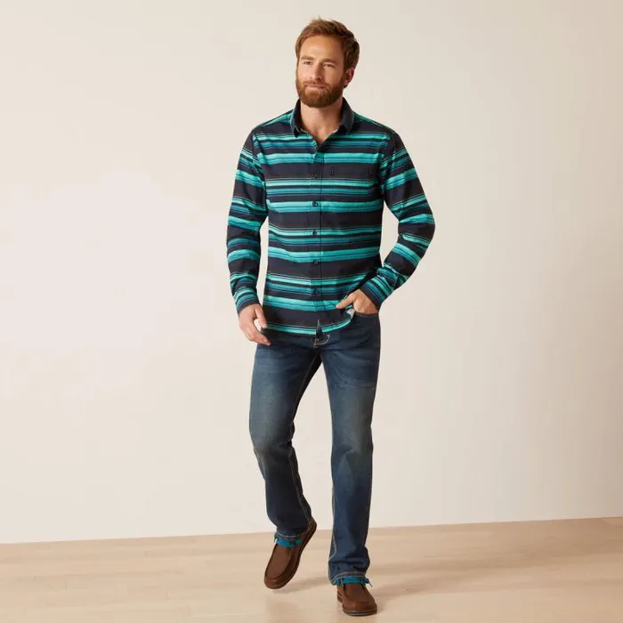 Men Button Down Shirts Ariat Montgomery Stretch Modern Fit Shirt Blue