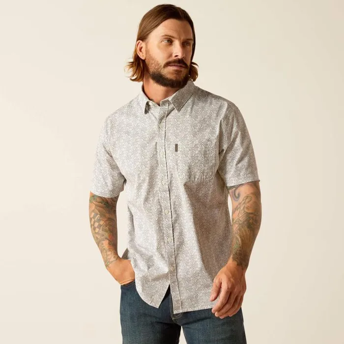 Men Button Down Shirts Ariat Morgan Stretch Modern Fit Shirt White