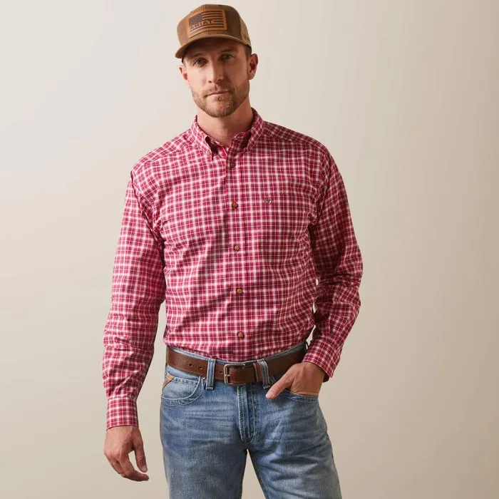 Men Button Down Shirts Ariat Pro Series Indiana Fitted Shirt Rose Red