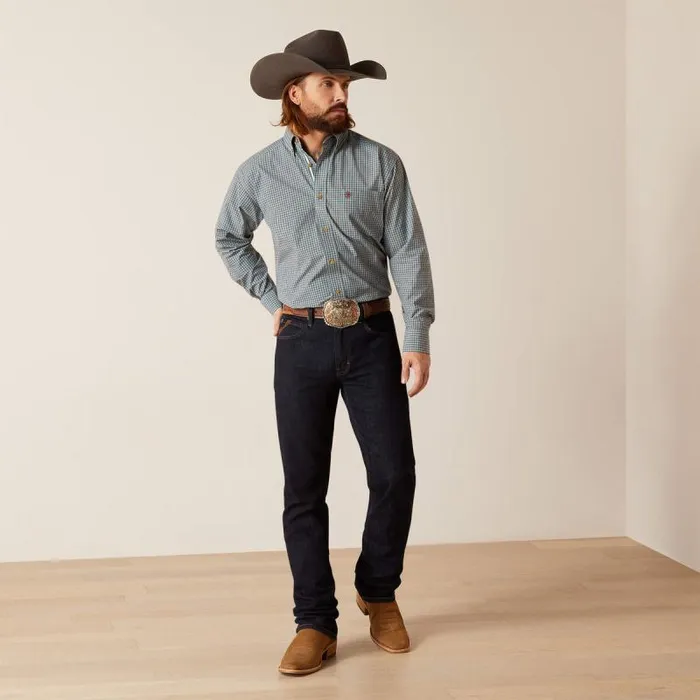 Men Button Down Shirts Ariat Pro Series Nestor Classic Fit Shirt Angel Blue