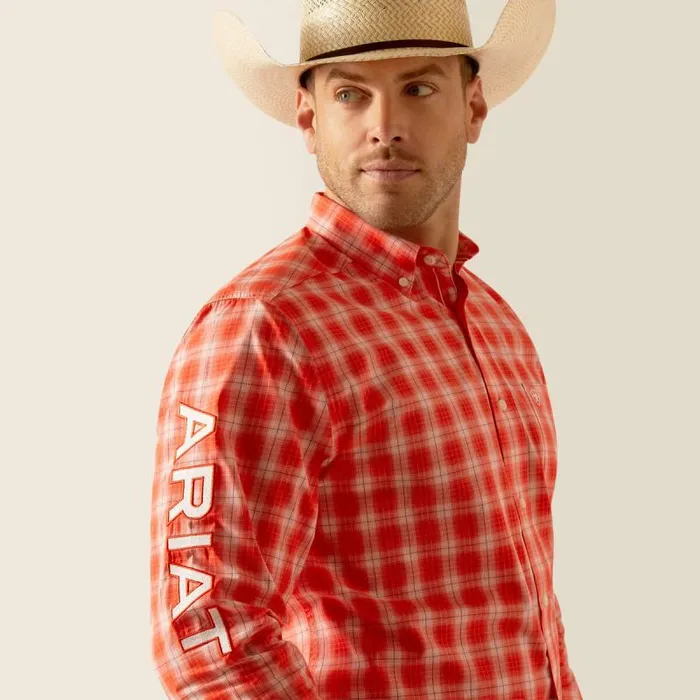 Men Button Down Shirts Ariat Pro Series Team Lewis Classic Fit Shirt Orange