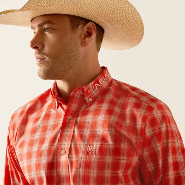 Men Button Down Shirts Ariat Pro Series Team Lewis Classic Fit Shirt Orange