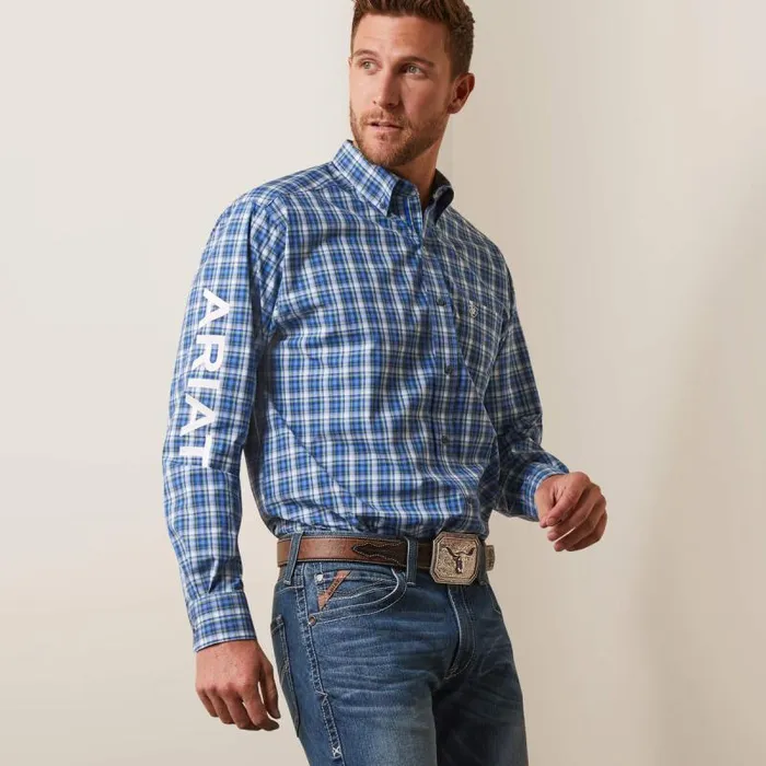 Men Button Down Shirts Ariat Pro Series Team Samson Classic Fit Shirt Blue