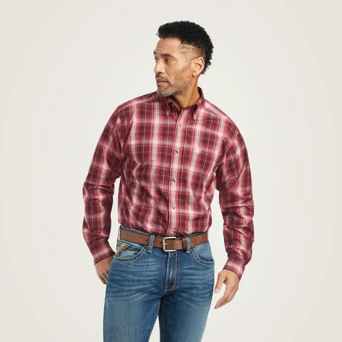 Men Button Down Shirts Ariat Pro Series Wagner Fitted Shirt Rio Red