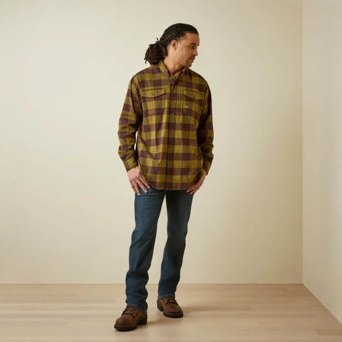 Men Button Down Shirts Ariat Rebar Flannel DuraStretch Work Shirt Avocado Men Button Down Shirts Ariat Rebar Flannel DuraStretch Work Shirt Avocado