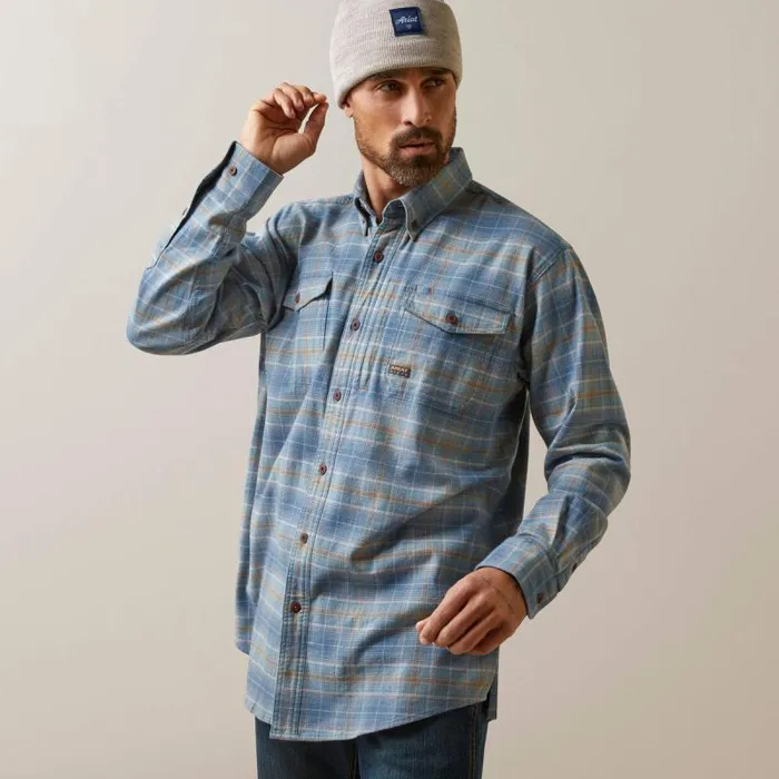 Men Button Down Shirts Ariat Rebar Flannel DuraStretch Work Shirt Indian Teal Plaid Men Button Down Shirts Ariat Rebar Flannel DuraStretch Work Shirt Indian Teal Plaid
