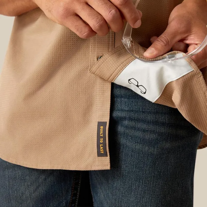 Men Button Down Shirts Ariat Rebar Made Tough 360 AirFlow Work Shirt Rebar Khaki Men Button Down Shirts Ariat Rebar Made Tough 360 AirFlow Work Shirt Rebar Khaki