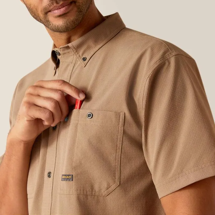 Men Button Down Shirts Ariat Rebar Made Tough 360 AirFlow Work Shirt Rebar Khaki Men Button Down Shirts Ariat Rebar Made Tough 360 AirFlow Work Shirt Rebar Khaki
