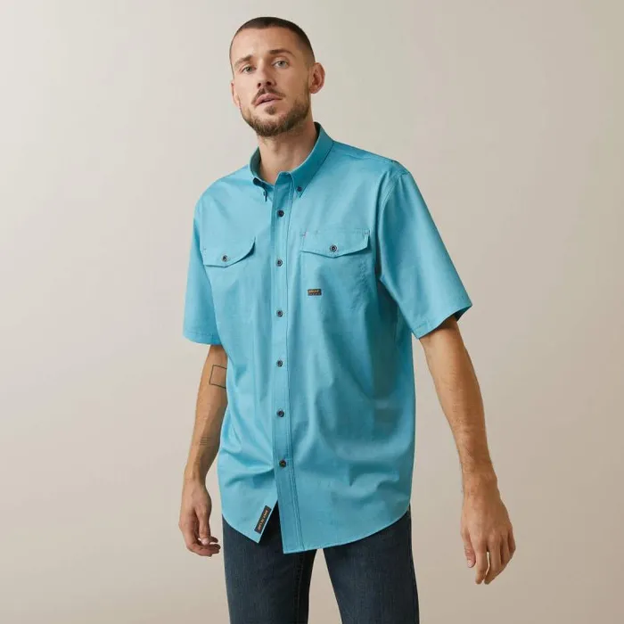 Men Button Down Shirts Ariat Rebar Made Tough VentTEK DuraStretch Work Shirt Caribbean Sea Heather Men Button Down Shirts Ariat Rebar Made Tough VentTEK DuraStretch Work Shirt Caribbean Sea Heather