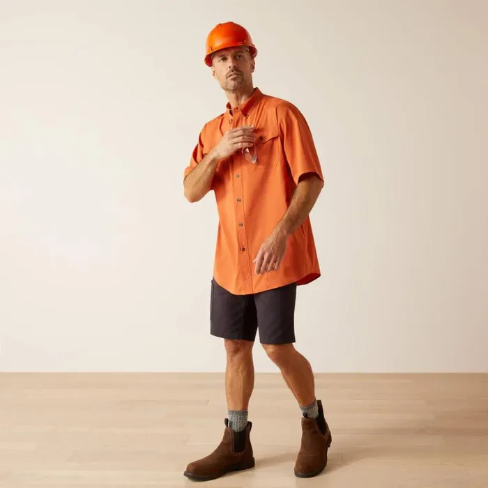 Men Button Down Shirts Ariat Rebar Made Tough VentTEK DuraStretch Work Shirt Orange Rust Heather Men Button Down Shirts Ariat Rebar Made Tough VentTEK DuraStretch Work Shirt Orange Rust Heather