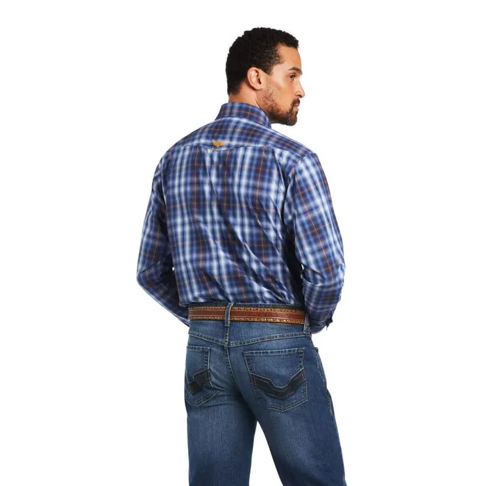 Men Button Down Shirts Ariat Relentless Inexorable Stretch Classic Fit Snap Shirt Blue Frond