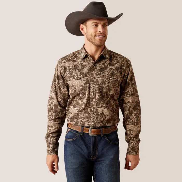 Men Button Down Shirts Ariat Sendero Desert Retro Fit Shirt Desert