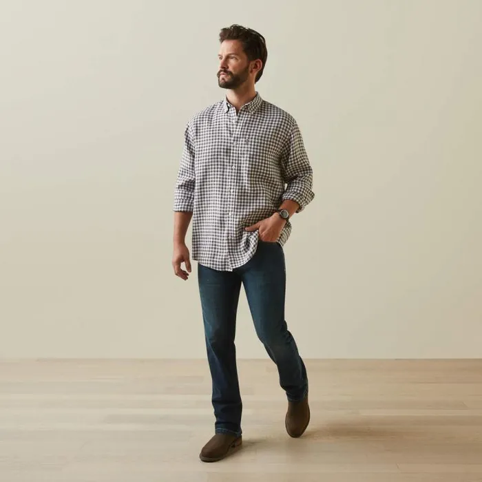 Men Button Down Shirts Ariat Sonoma Shirt Banyan Bark Check
