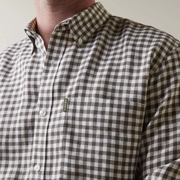 Men Button Down Shirts Ariat Sonoma Shirt Banyan Bark Check