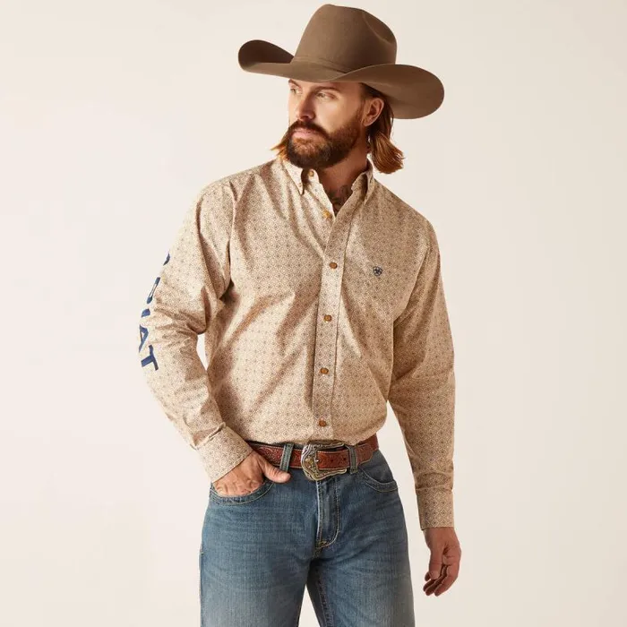 Men Button Down Shirts Ariat Team Conrad Classic Fit Shirt White